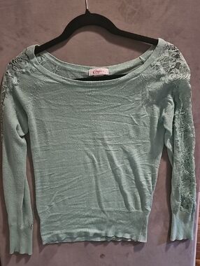 Candie's Mint Green Lace Shoulder Sweater